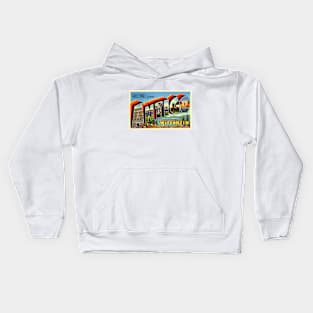 Greetings from Antigo Wisconsin, Vintage Large Letter Postcard Kids Hoodie